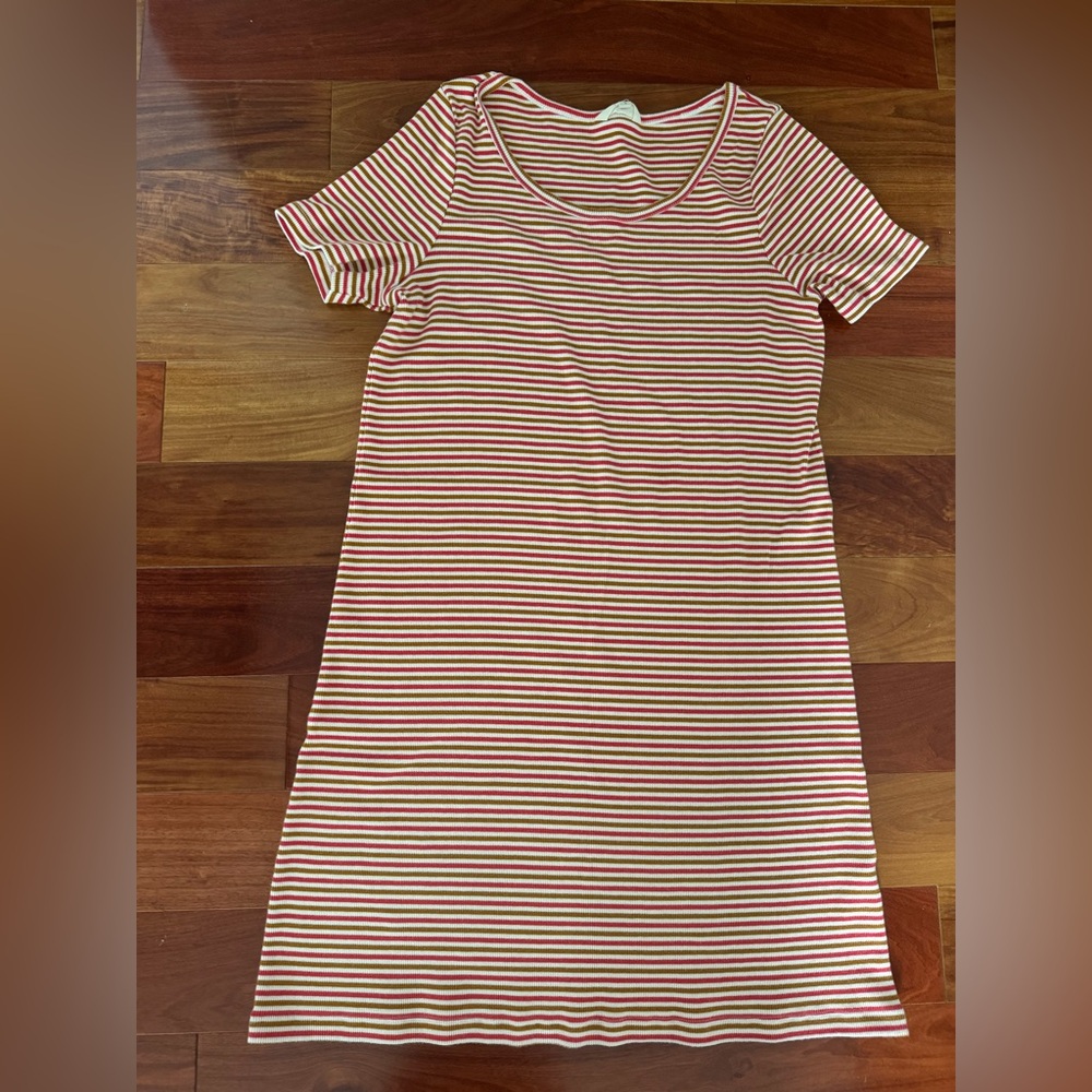 Madewell Red, White, and Brown Striped Dress